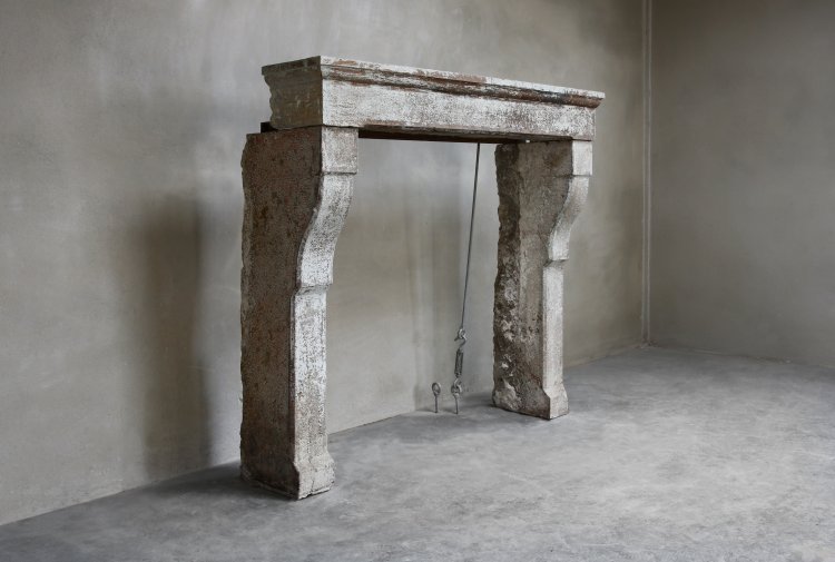 old french mantelpiece of limestone