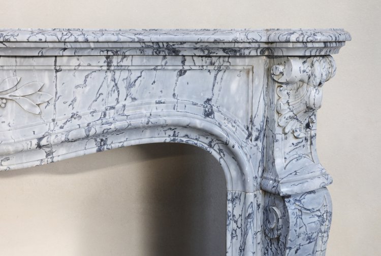 mantle piece of blue fleuri marble