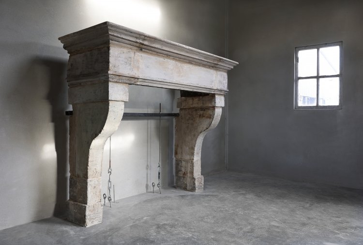 old french limestone fireplace