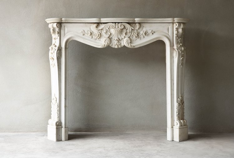 Antique white marble fireplace