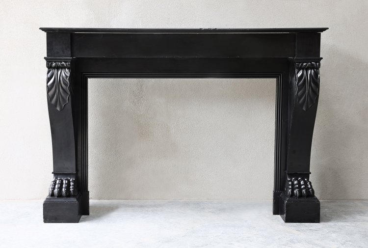 antique black marble fireplace