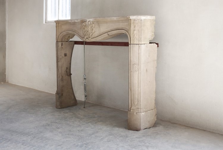 French fireplace of limestone