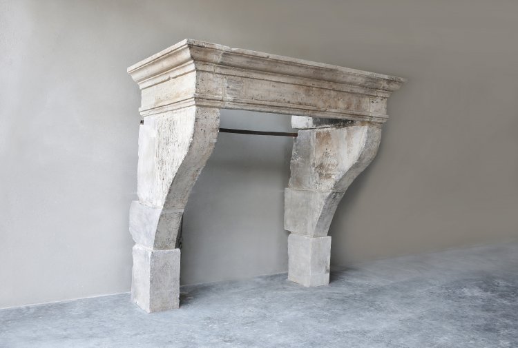 old french limestone fireplace