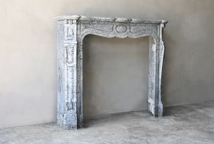 blue turquin marble fireplace