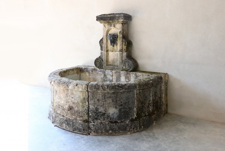 French limestone wall fountain