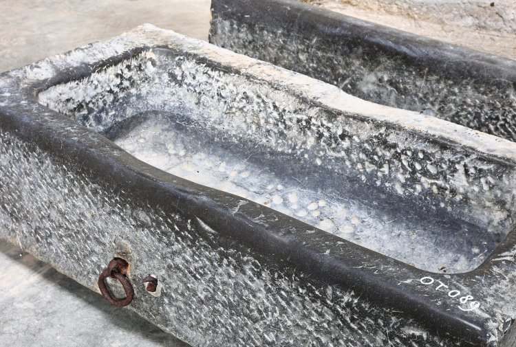 identical set of belgian bluestone troughs