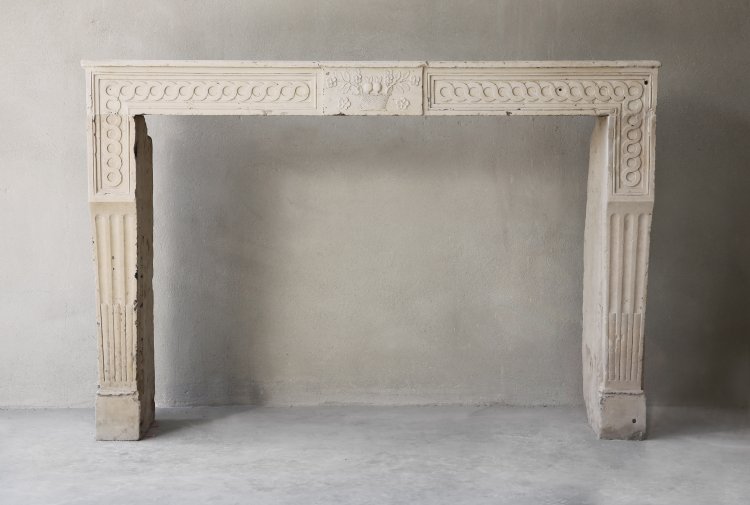 french limestone fireplace