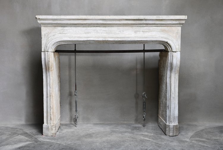 antique fireplace of limestone