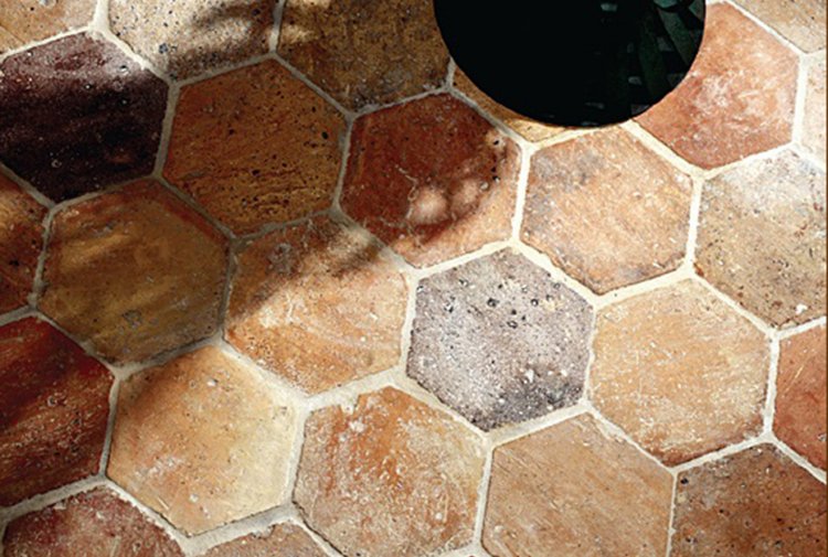 red/brown hexagonal tiles