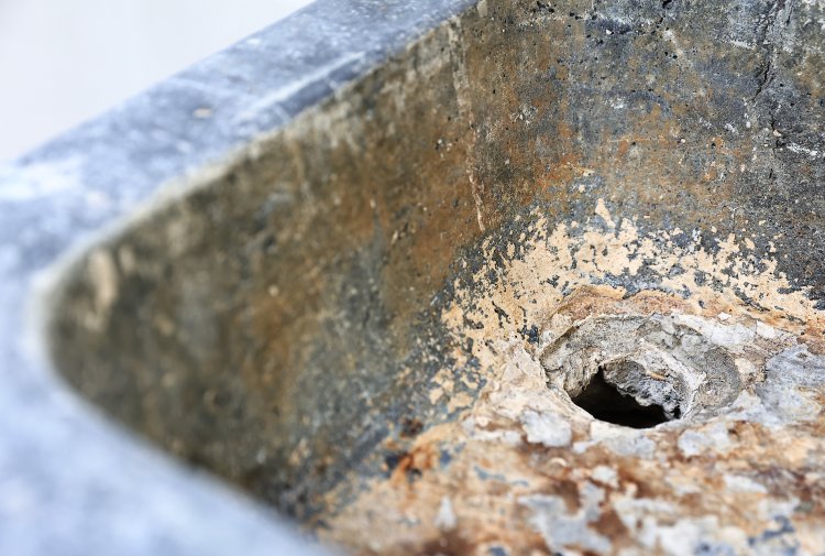 old sink of belgian bluestone