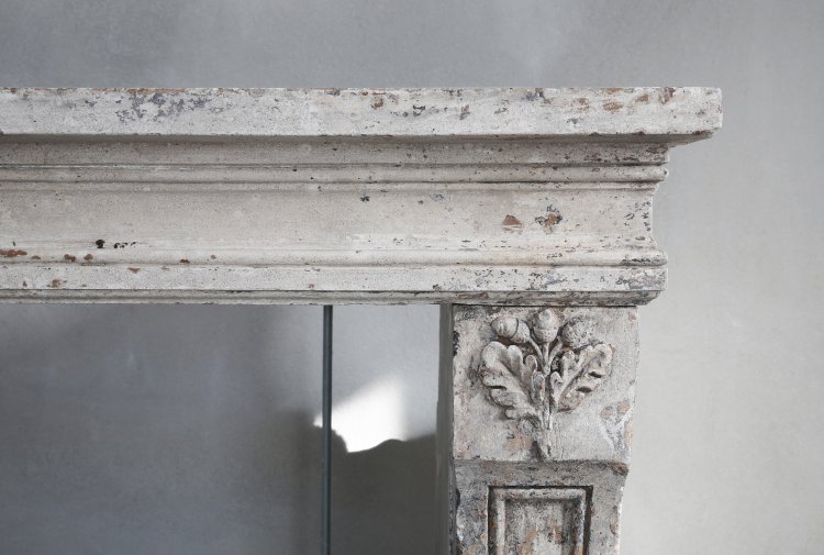19th century fireplace of french limestone