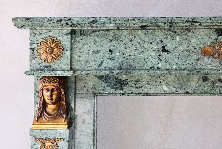 Vert de Grece marble mantle surround