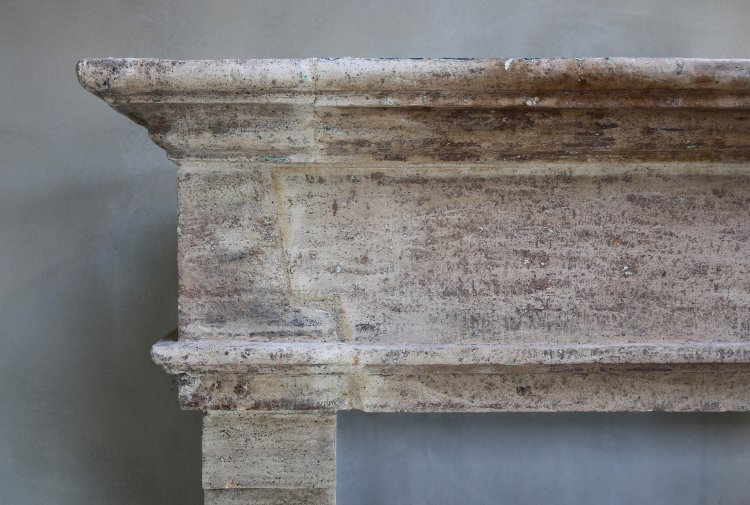 french fireplace of limestone