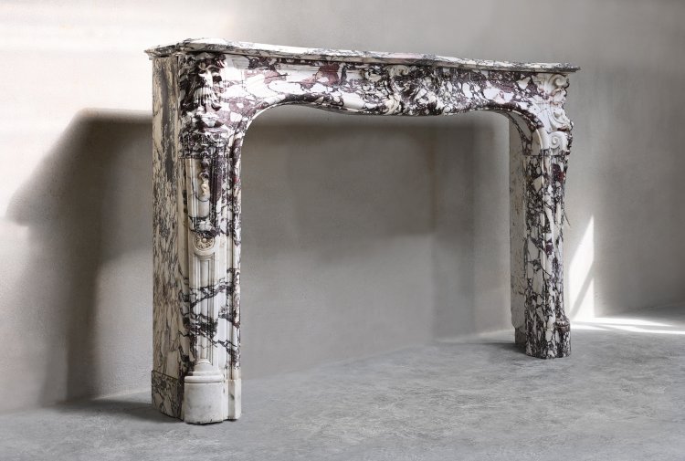 breccia violetta marble fireplace