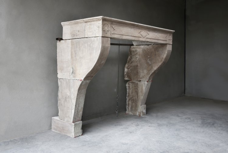 old french mantelpiece of limestone