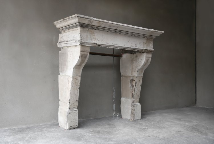 old fireplace of french limestone