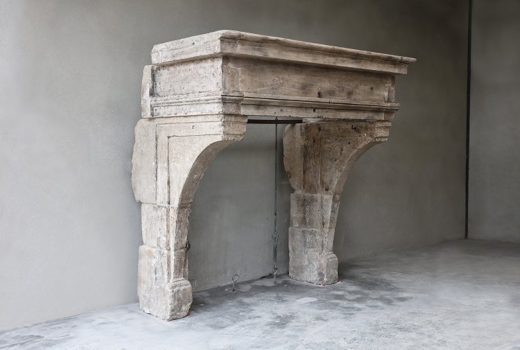 old fireplace of french limestone