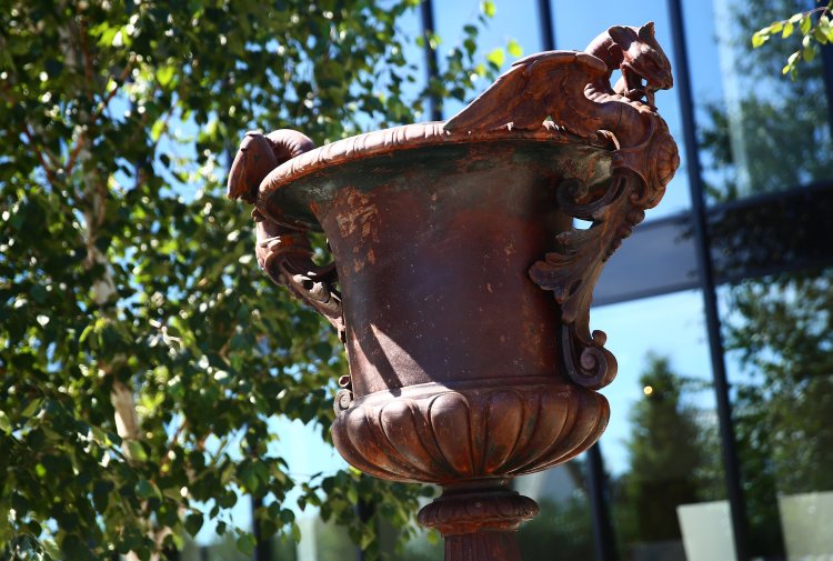 antique cast iron vase
