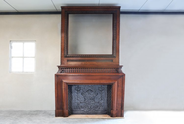 antique wooden castle fireplace