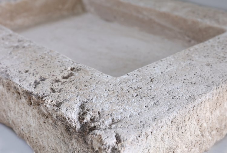 reclaimed sink of french burgundy stone