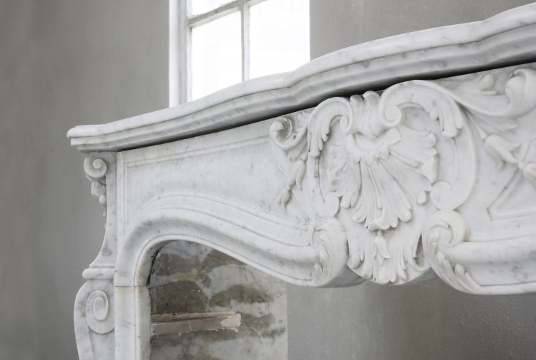 Carrara marble fireplace