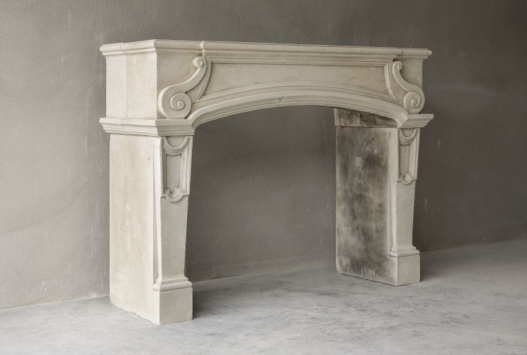 french limestone fireplace