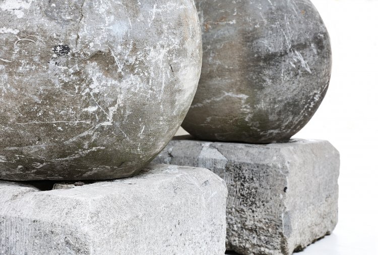 old set of belgian bluestone spheres 