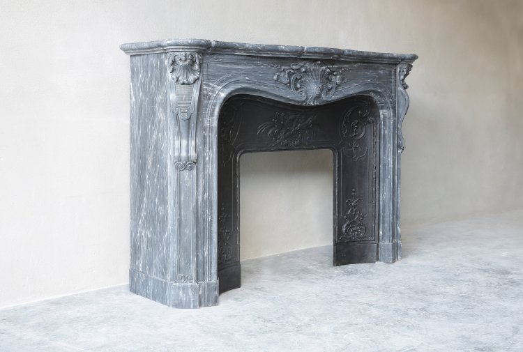 old french mantel of Blue Turquin marble