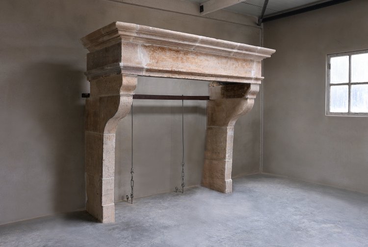 old fireplace of french limestone