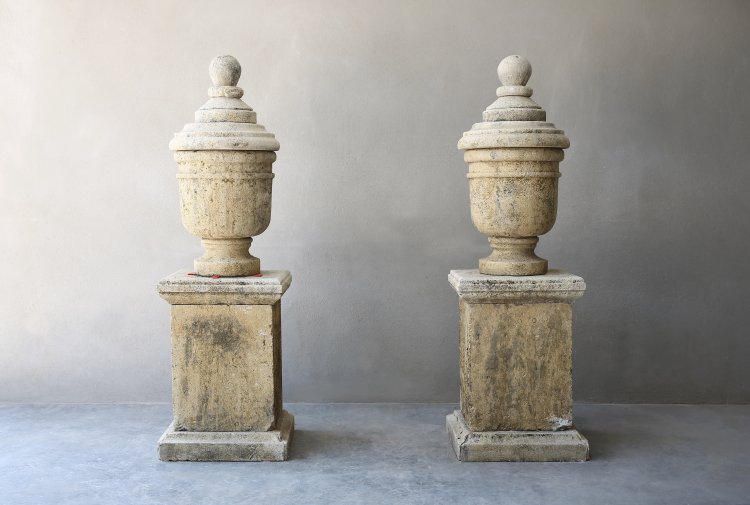 antique set vases with base 