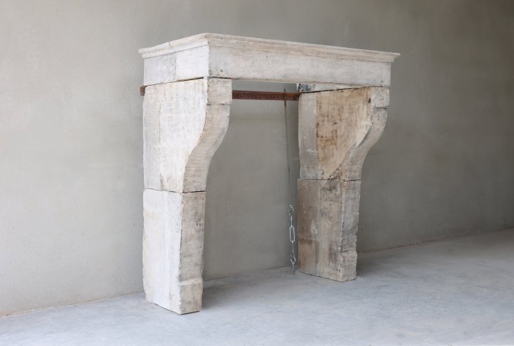 old fireplace of french limestone