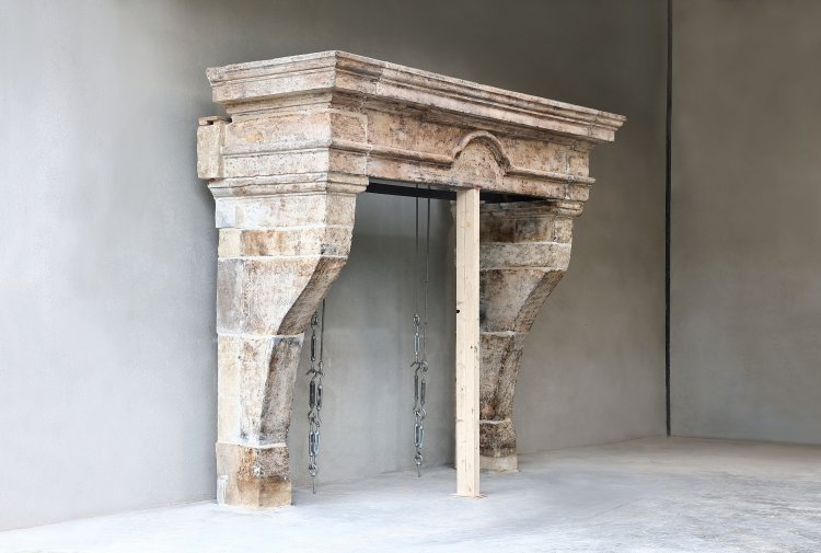 old french limestone mantle