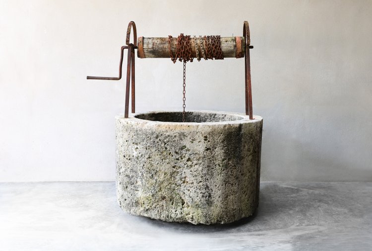 antique water well french limestone