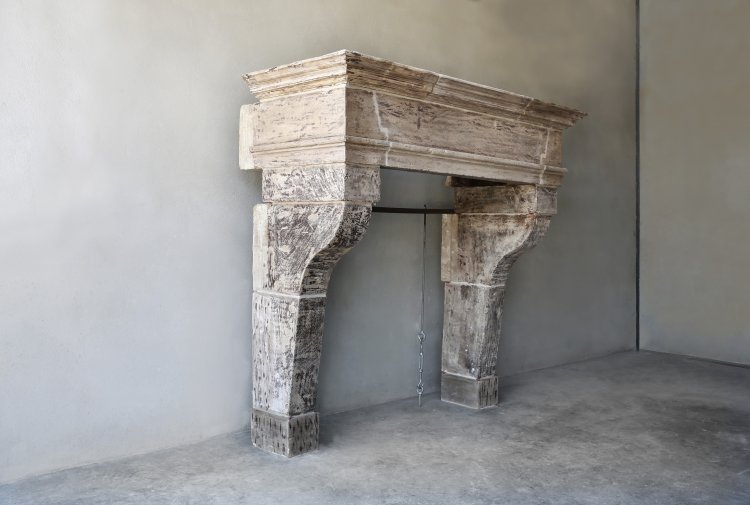 old fireplace of french limestone