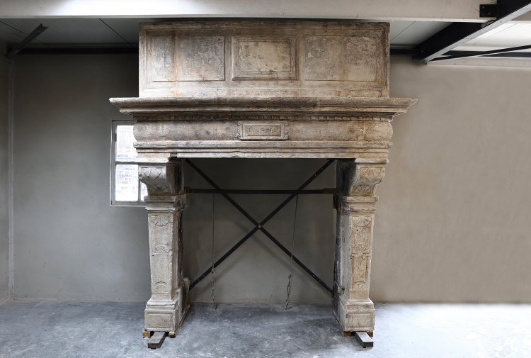 antique castle fireplace with trumeau