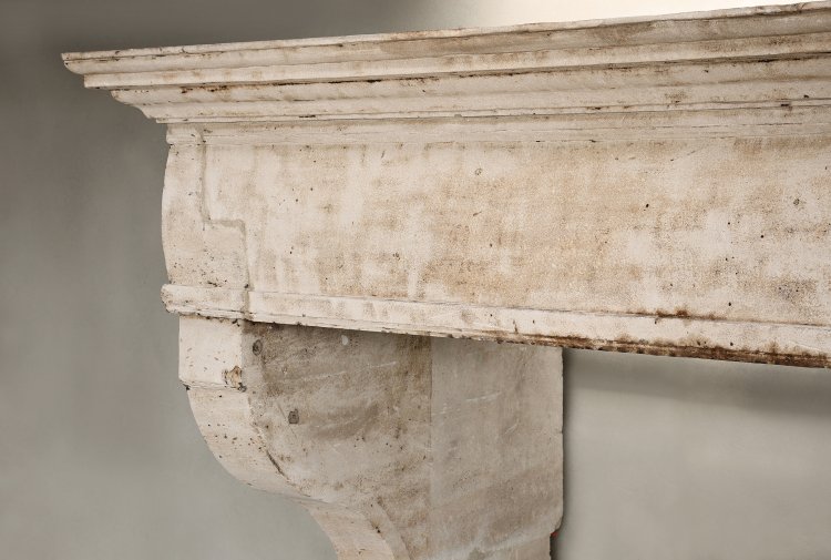 old fireplace of french limestone