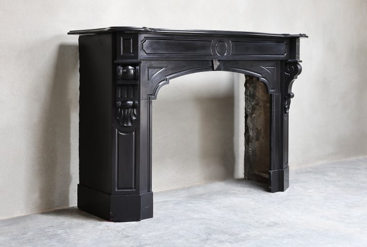 old fireplace of Noir de Mazy marble
