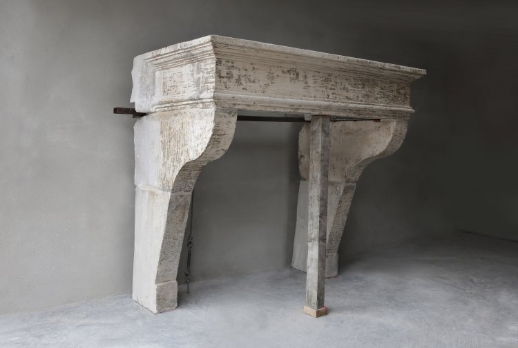 old french limestone fireplace