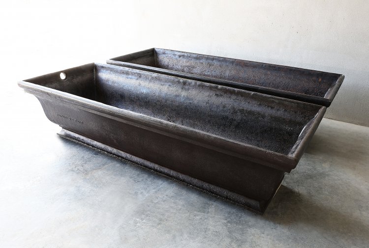 old french cast iron set of troughs