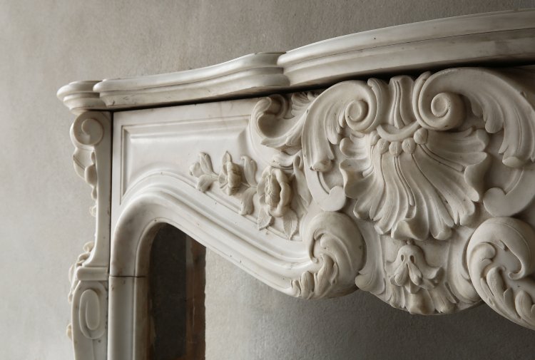 Antique white marble fireplace