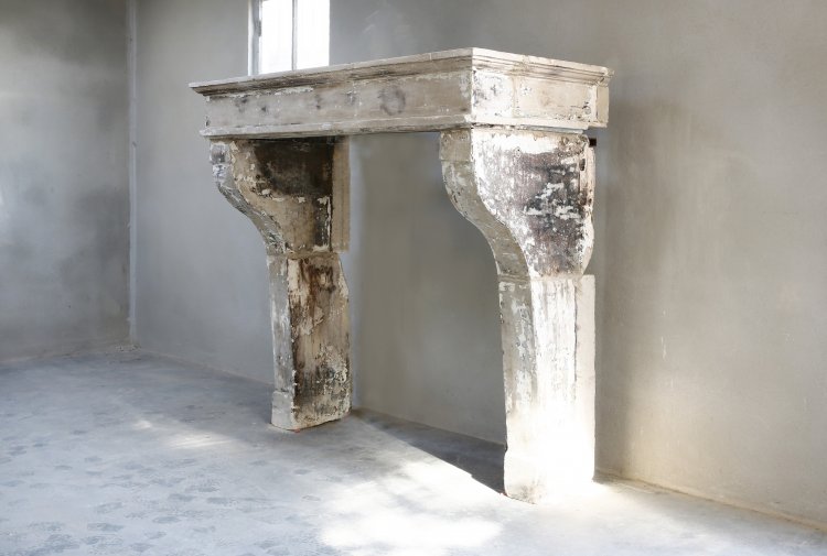 french limestone fireplace