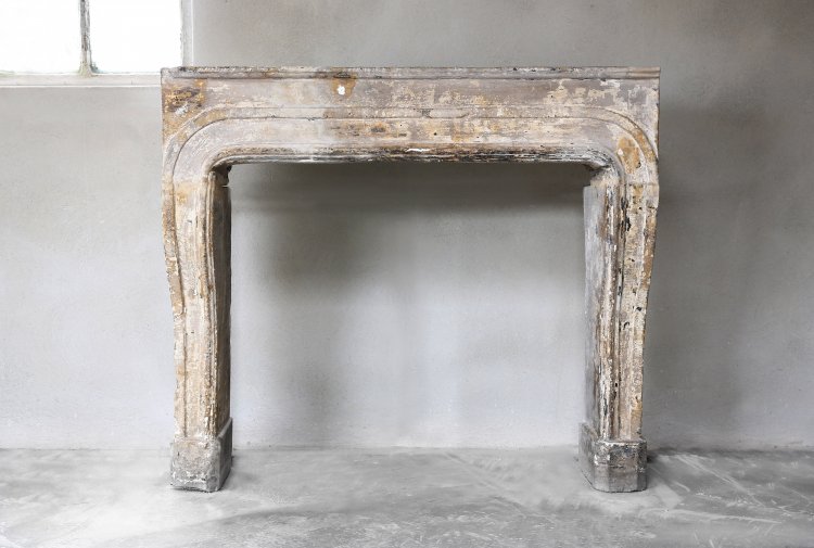 antique French limestone fireplace Louis XIV