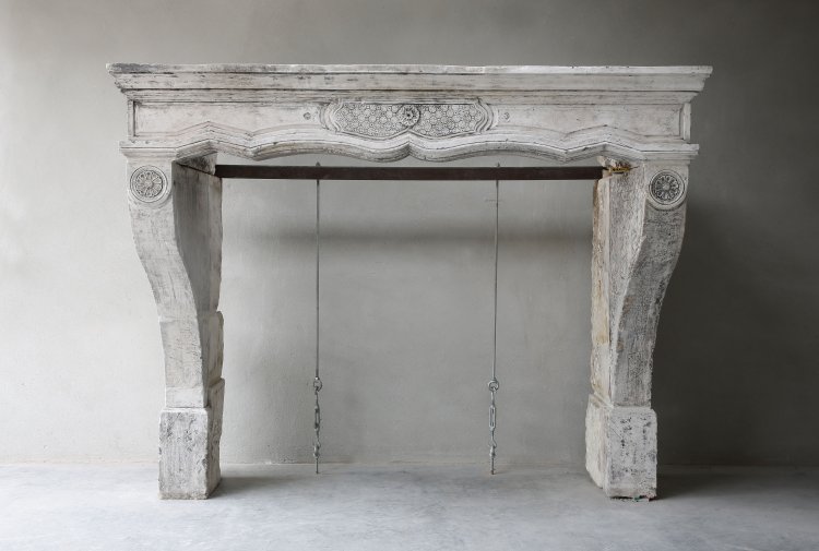 French limestone fireplace