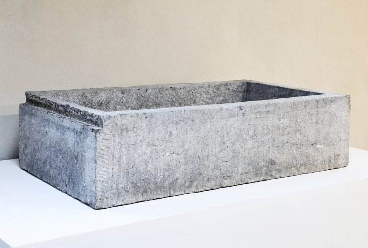 reclaimed wash basin of belgian bluestone