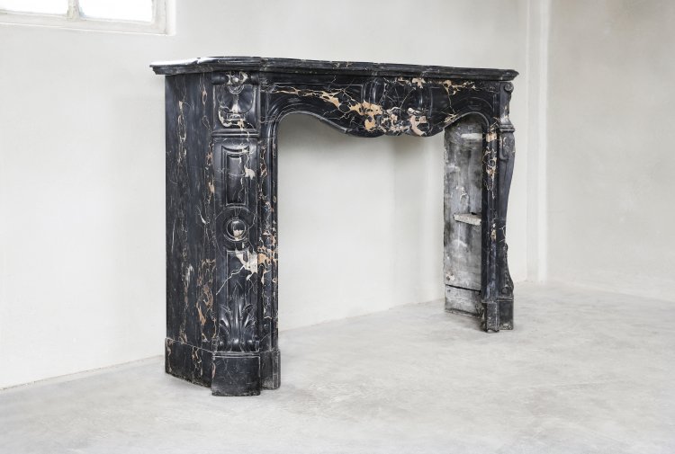 old Portoro marble mantel fireplace