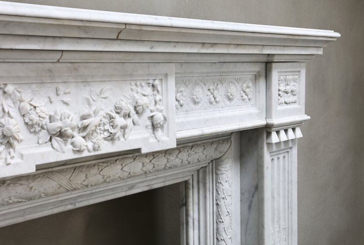 Carrara marble fireplace