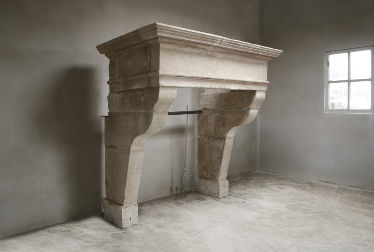 French fireplace of limestone