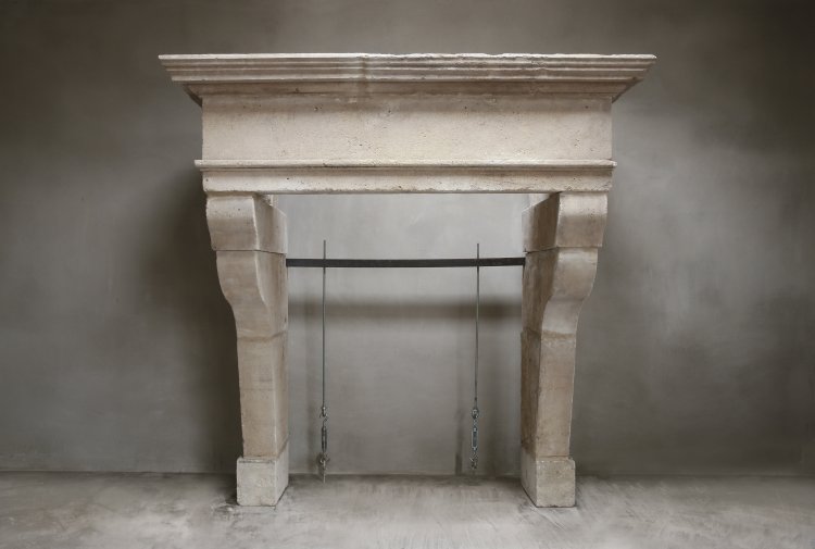 antique castle fireplace of limestone