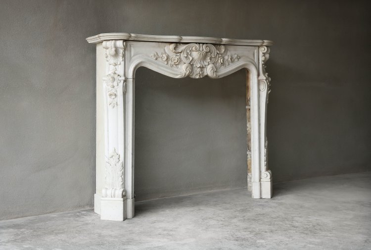 Antique white marble fireplace