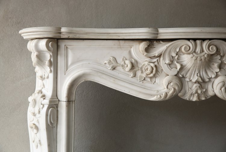 Antique white marble fireplace
